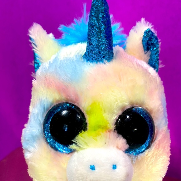 TYSILK BEANIE BOO BLITZ UNICORN SPARKLE BLUE EYES HOOVES & HORN TIE DYE  BODY - Picture 6 of 15